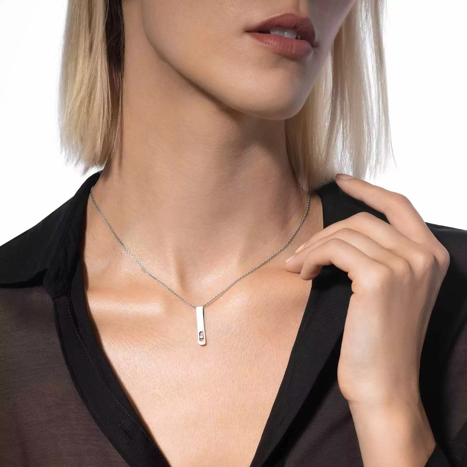 Collier Or Blanc Diamant